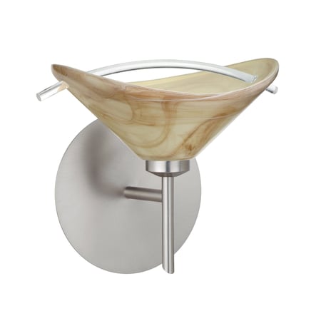 Besa Lighting Hoppi Mini Sconce, Mocha/Clear, Satin Nickel Finish, 1x40W Halogen 1SW-181305-SN